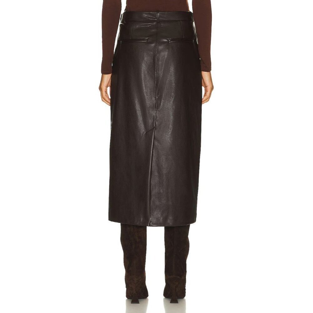 Enza Costa Soft Faux Leather Trouser Skirt in Espresso 2 Medium Womens Vegan - Picture 12 of 14
